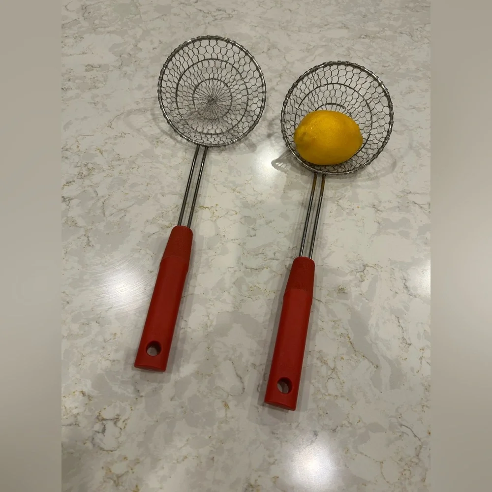 2 Stainless Steel restaurant quality Deep Frying Ladles Professional rust proof